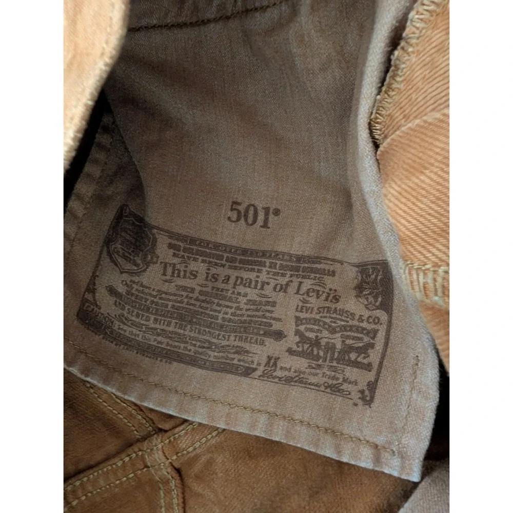 Levi's 501 Mens Denim Jeans Size 36x29 Button Fly Straight‎ Leg Khaki